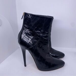 Jimmy Choo Brinley Eel Skin Black Stiletto Boots